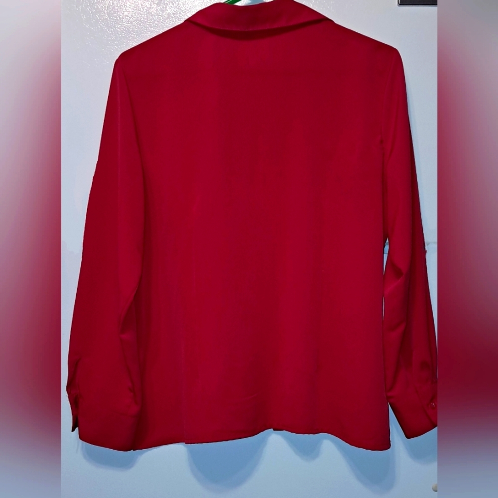Elementz Red Blouse V-neck XL - Picture 2 of 8